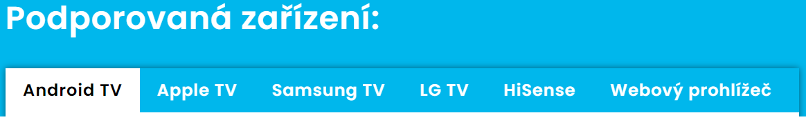 internetová televize - podporovaná zařízení