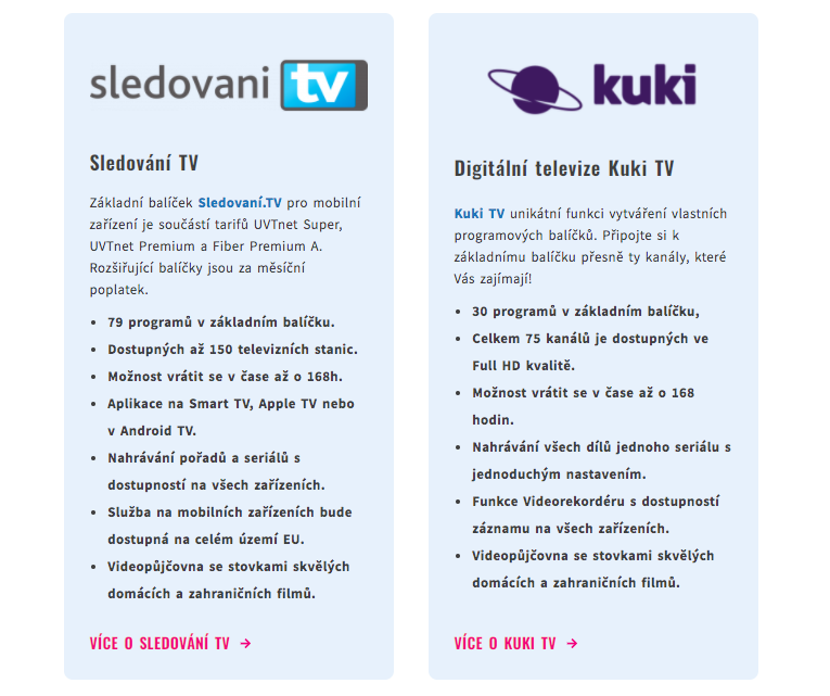 tarify televize